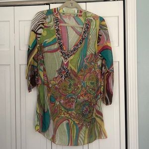 Linen tunic with beading
